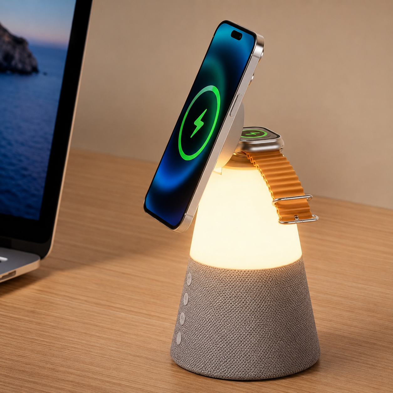 3-in-1 Magnetic Wireless Charging Bluetooth Speaker Night Light