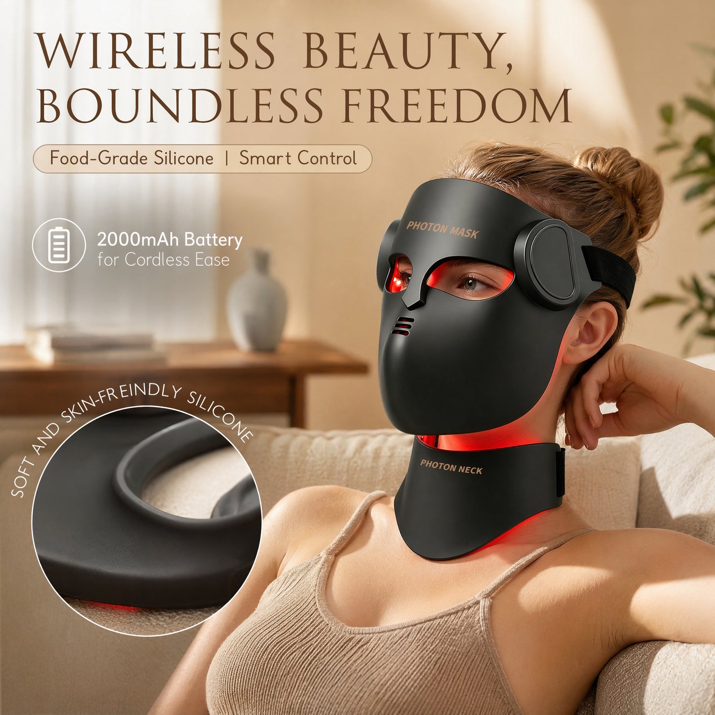 Cross-border 4D Beauty Face Mask Home Wireless Remote Control Colorful Silicone Facial Mask LED Silicone Beauty Face Mask Beauty